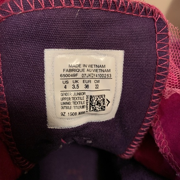 Converse All Star Ruffled Tulle Tongue gray High Top Size 4 - Picture 8 of 11